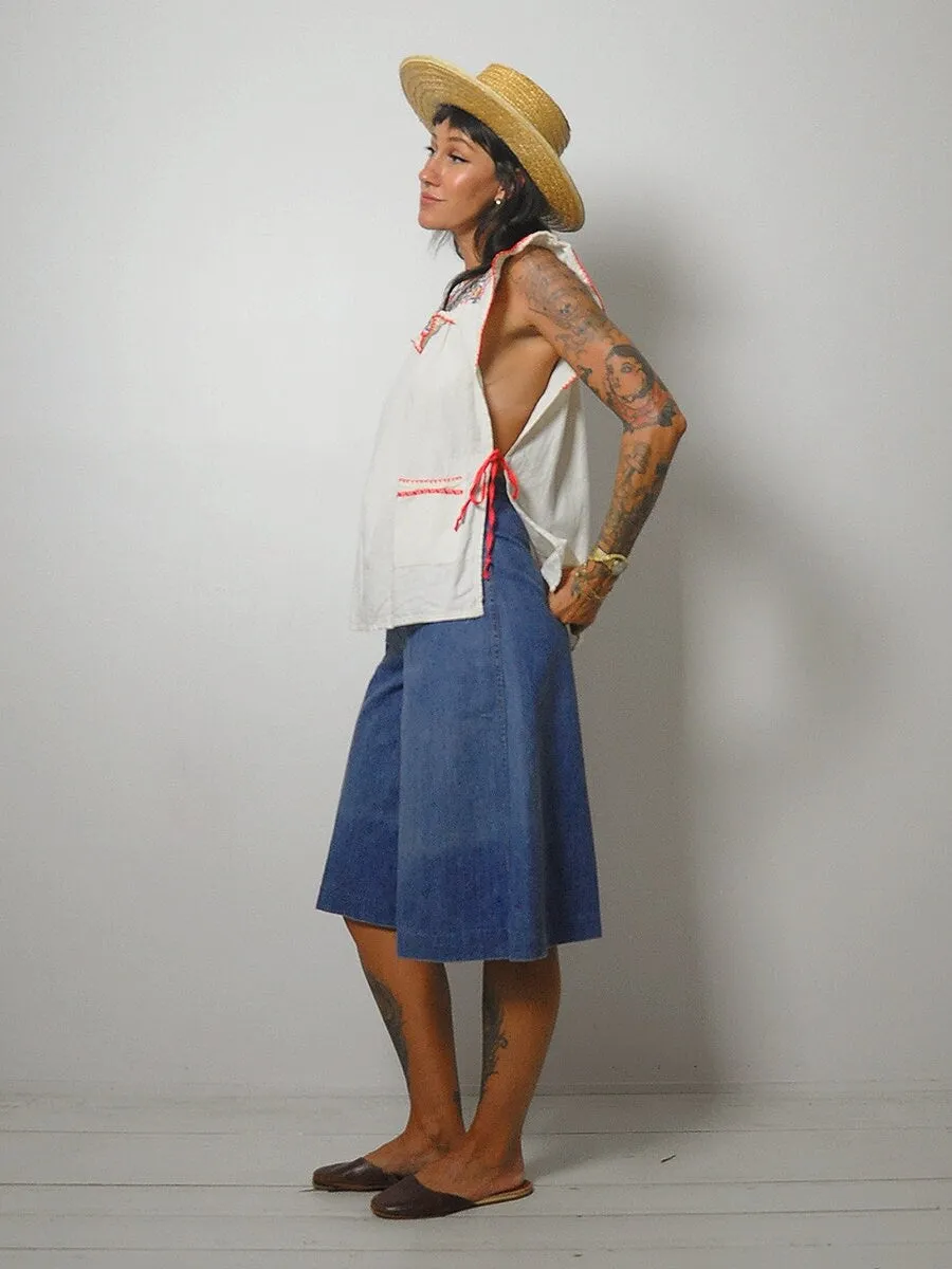 1970's Embroidered Ruffle Tunic