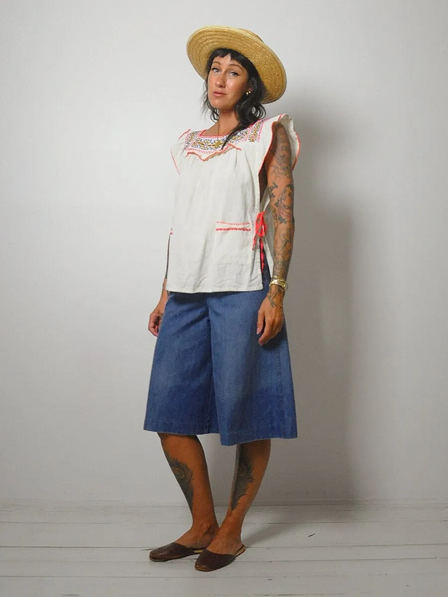 1970's Embroidered Ruffle Tunic
