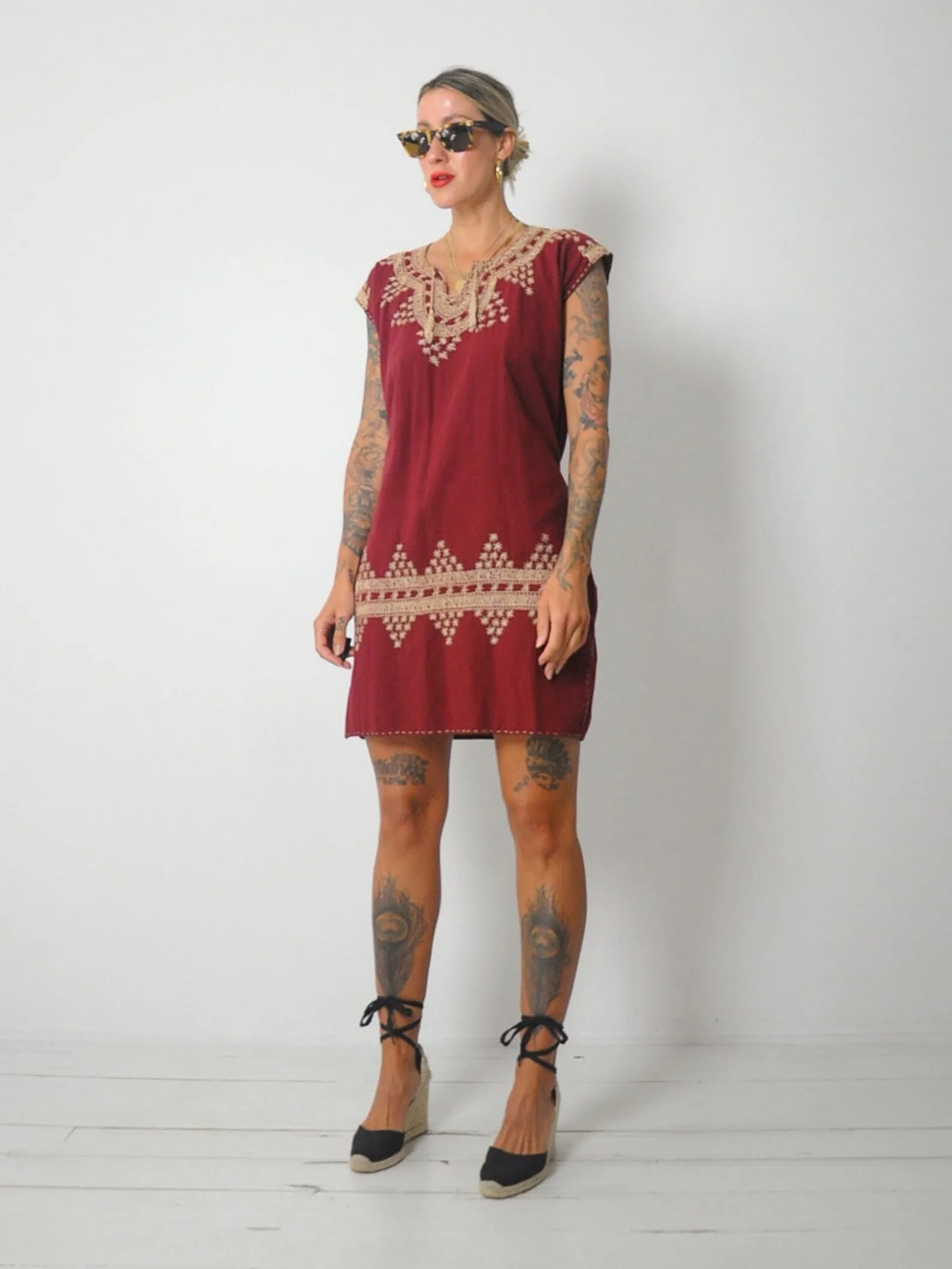 1970's Embroidered Tunic Dress