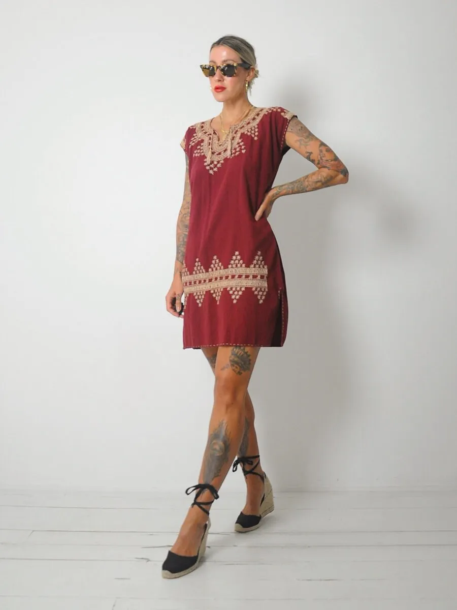 1970's Embroidered Tunic Dress