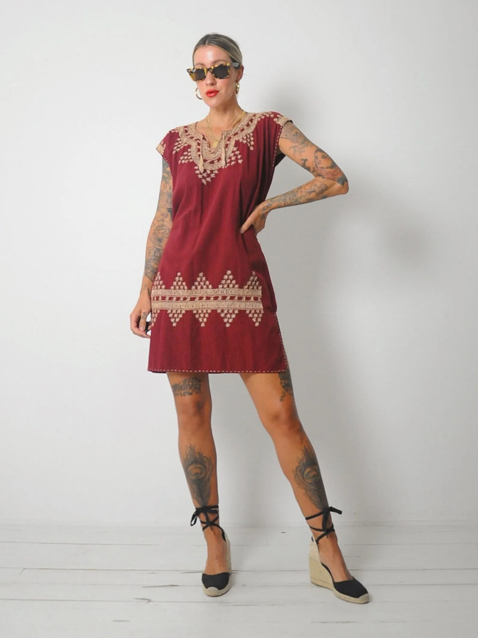 1970's Embroidered Tunic Dress