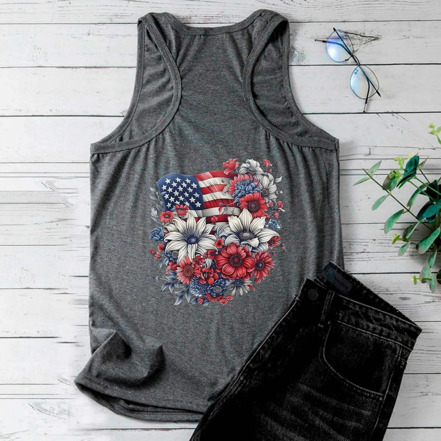 American Flag Tank for Womens Top 4th of July Independence Day Camisole USA Flag Patriotic Summer Sleeveless Shirt