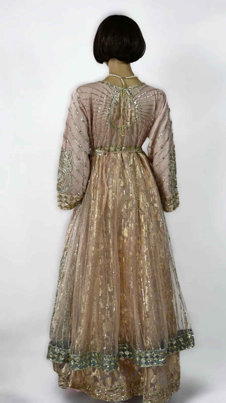 Anarkali 2 Tier long floor length maxi dress light Pink