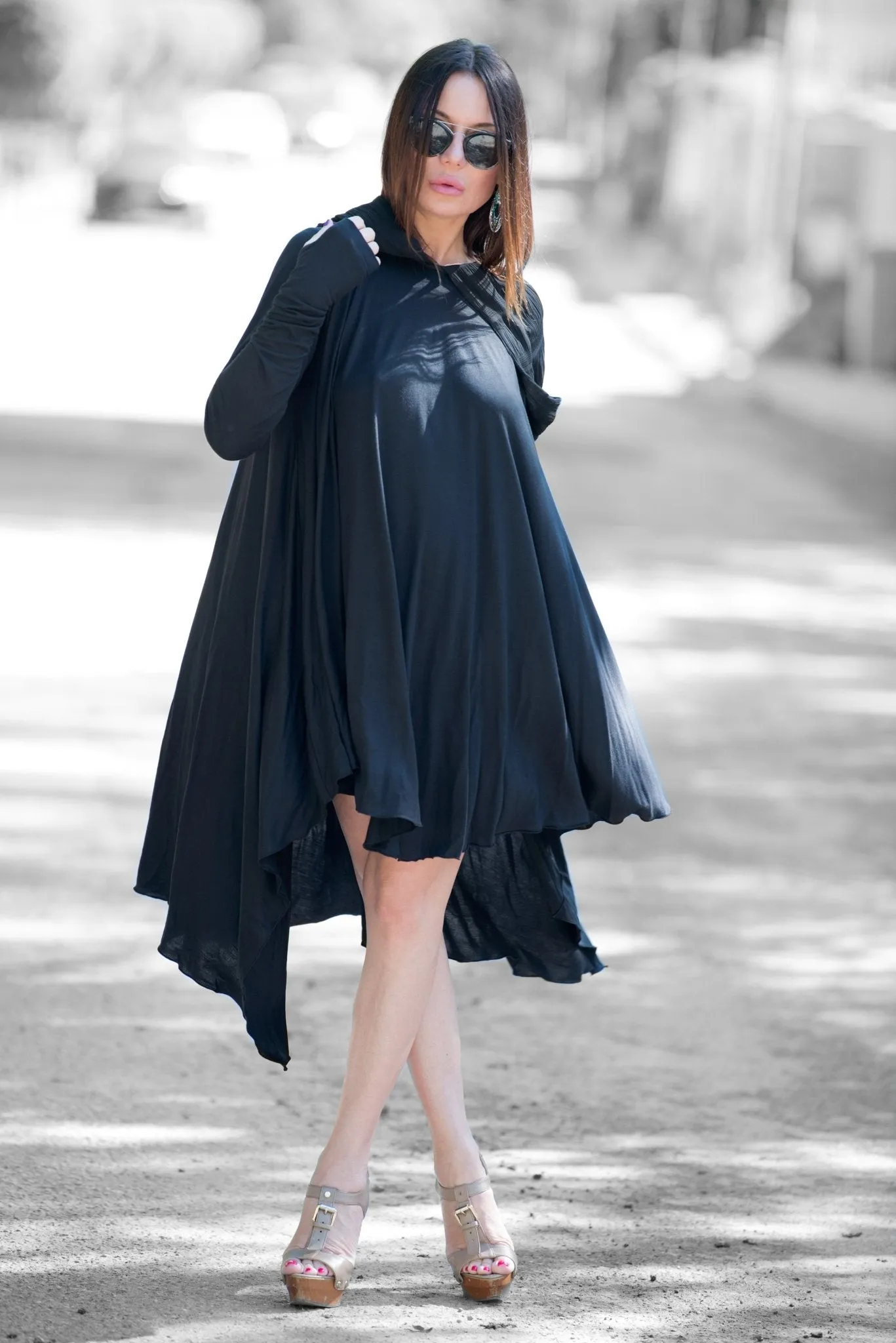 ANIE Long sleeve Hooded Tunic