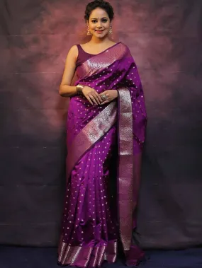 Arresting Purple Soft Silk Saree With Fairytale Blouse Piece
