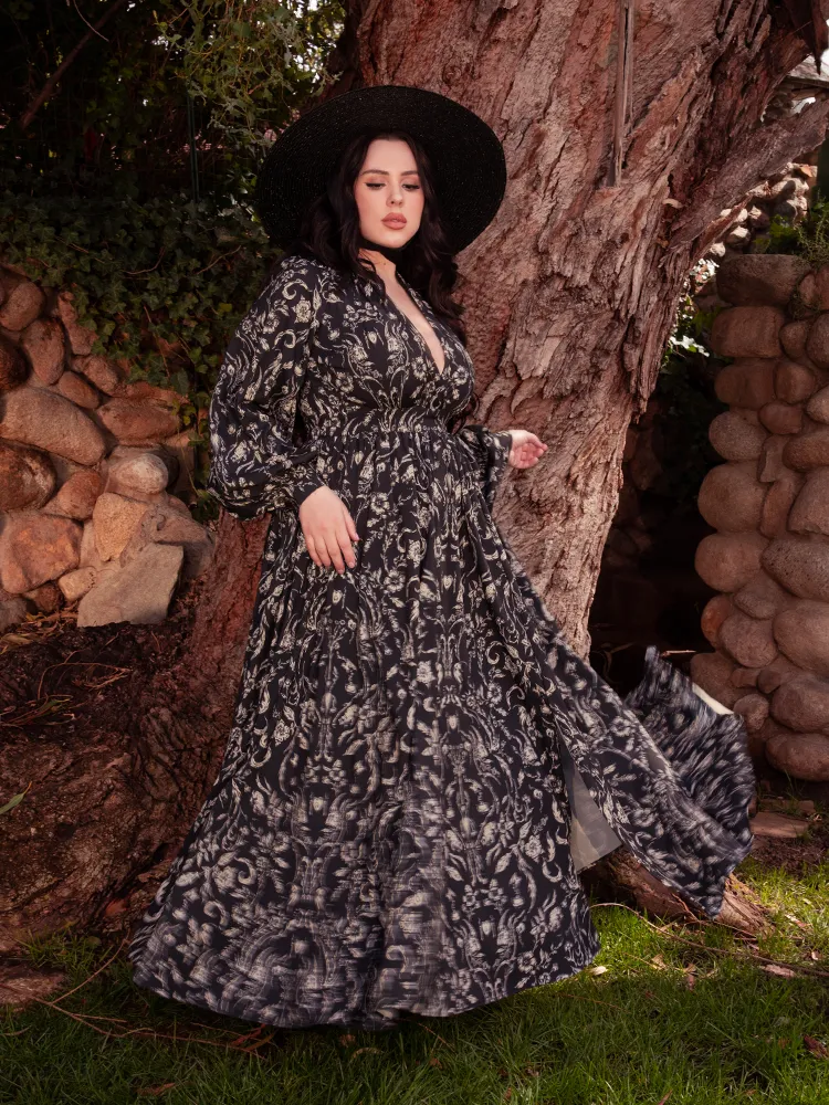 Belladonna Maxi Dress in Cottage Witch Toile Print