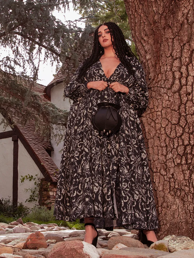 Belladonna Maxi Dress in Cottage Witch Toile Print