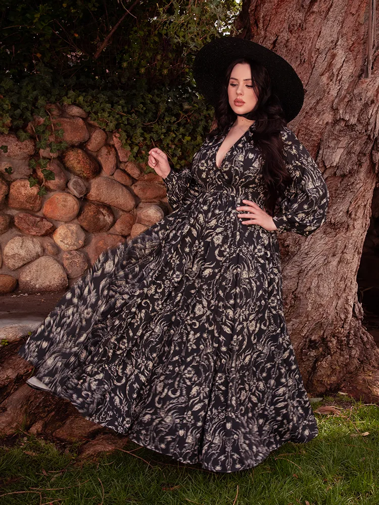 Belladonna Maxi Dress in Cottage Witch Toile Print