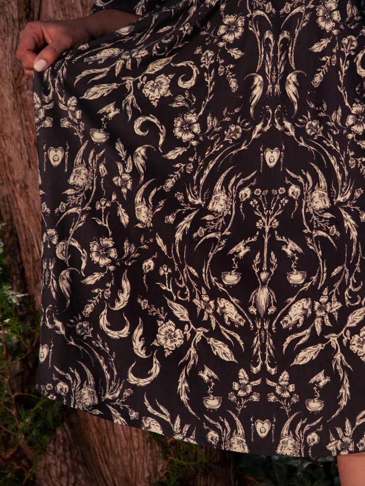 Belladonna Maxi Dress in Cottage Witch Toile Print
