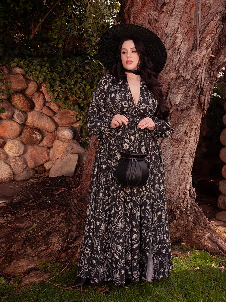 Belladonna Maxi Dress in Cottage Witch Toile Print