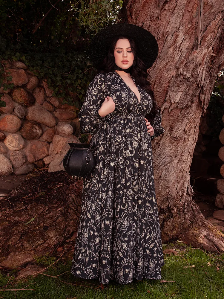 Belladonna Maxi Dress in Cottage Witch Toile Print