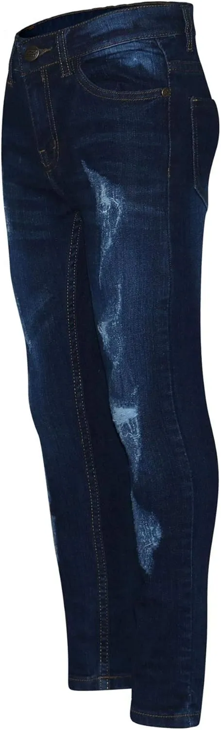 Boys Stretchy Jeans Kids Ripped Denim Skinny Jeans Pants Trousers Age 5-13 Years