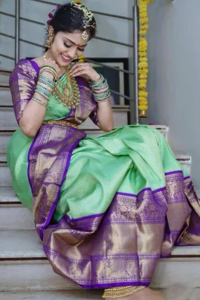Breathtaking Sea Green Soft Silk Saree With Epiphany Blouse Piece