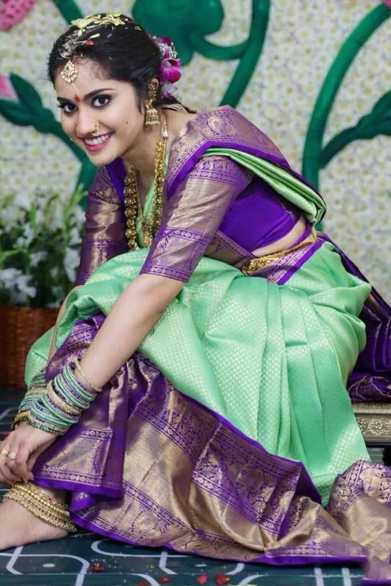 Breathtaking Sea Green Soft Silk Saree With Epiphany Blouse Piece