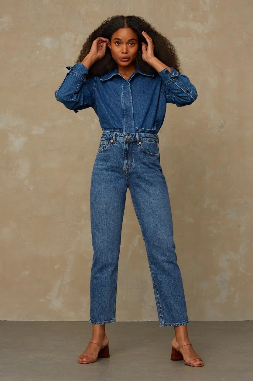 Caroline Cropped Stretch Xavier Blue Marble