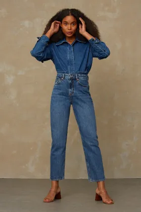 Caroline Cropped Stretch Xavier Blue Marble