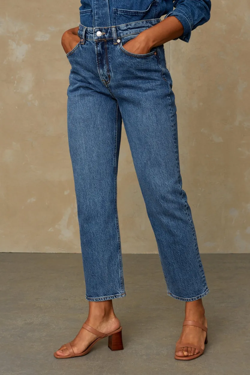 Caroline Cropped Stretch Xavier Blue Marble