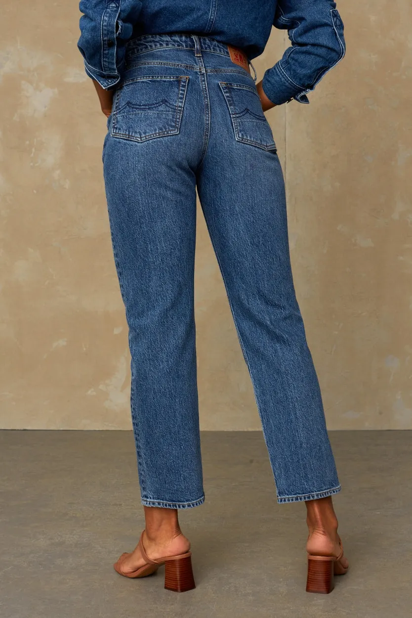 Caroline Cropped Stretch Xavier Blue Marble