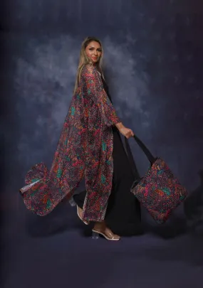 Casual Light Open Dress in Dark Multicolour Free Size
