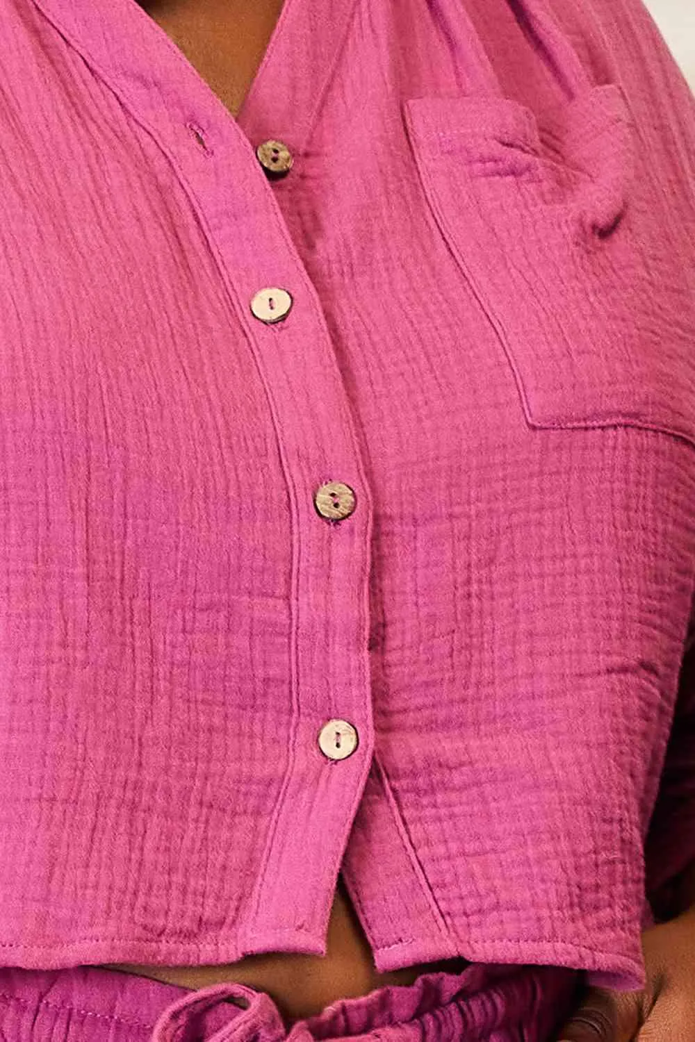 Chic and Comfortable Summer Set: Button-Up Top with Matching Shorts