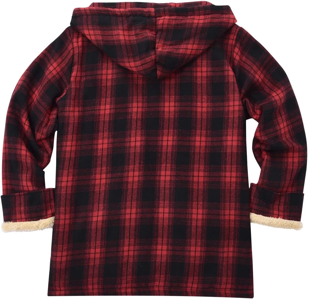 Cotton Plaid Jacket for Men Warm Winter Fleece Lined Coat Full Zip Up Hoodies Soft Thermal Coat Outwear