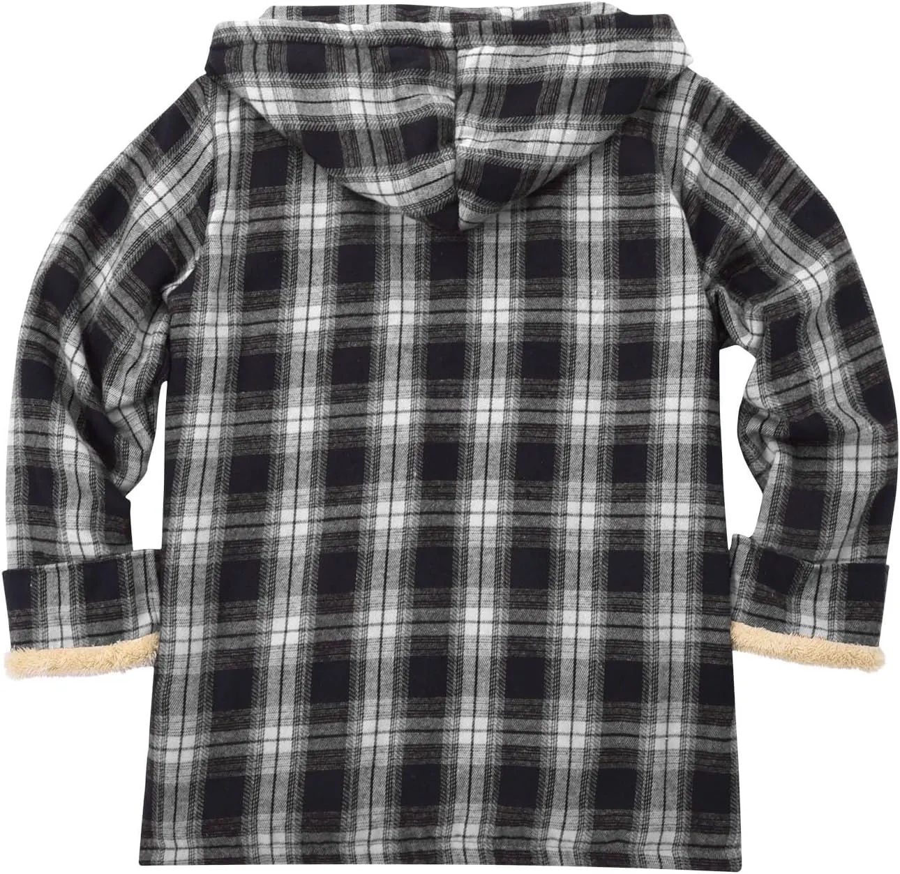 Cotton Plaid Jacket for Men Warm Winter Fleece Lined Coat Full Zip Up Hoodies Soft Thermal Coat Outwear