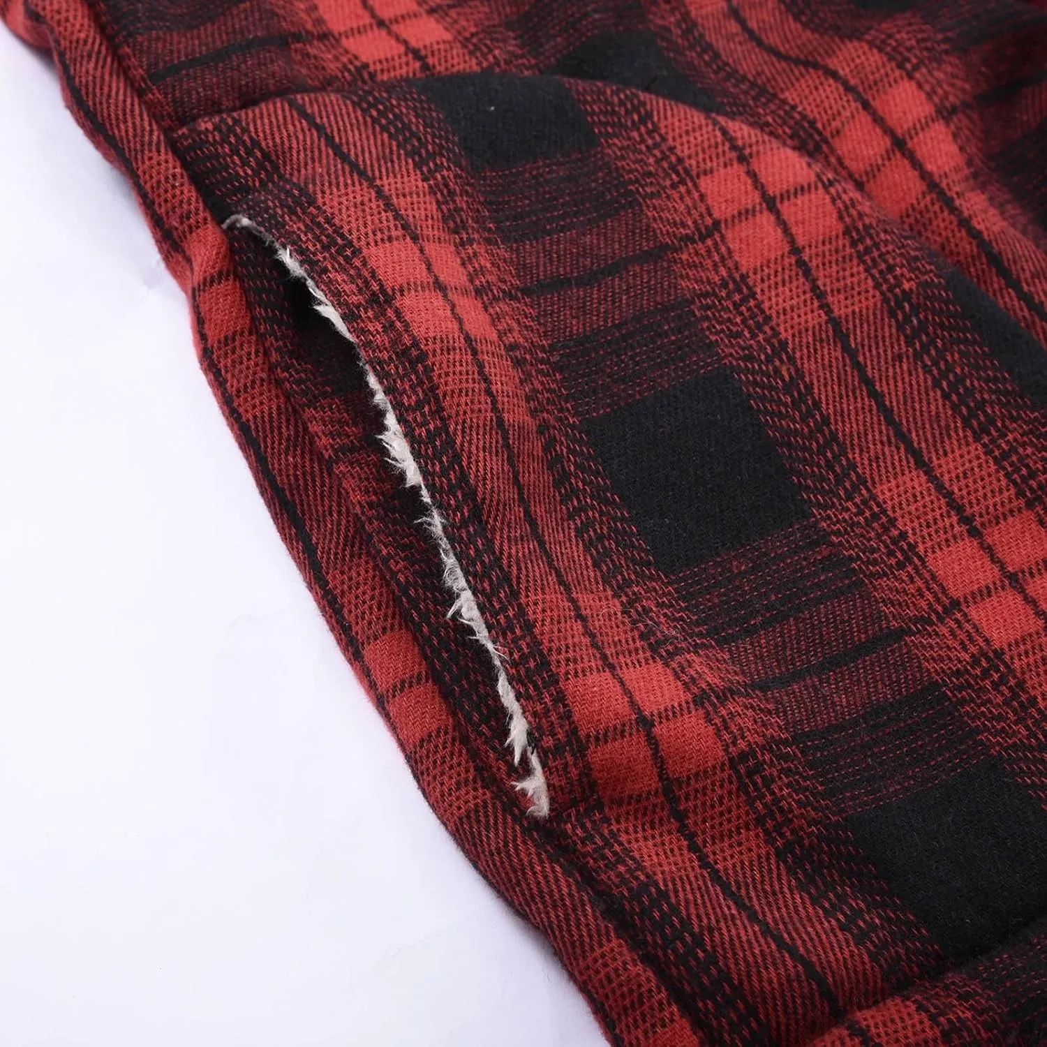 Cotton Plaid Jacket for Men Warm Winter Fleece Lined Coat Full Zip Up Hoodies Soft Thermal Coat Outwear