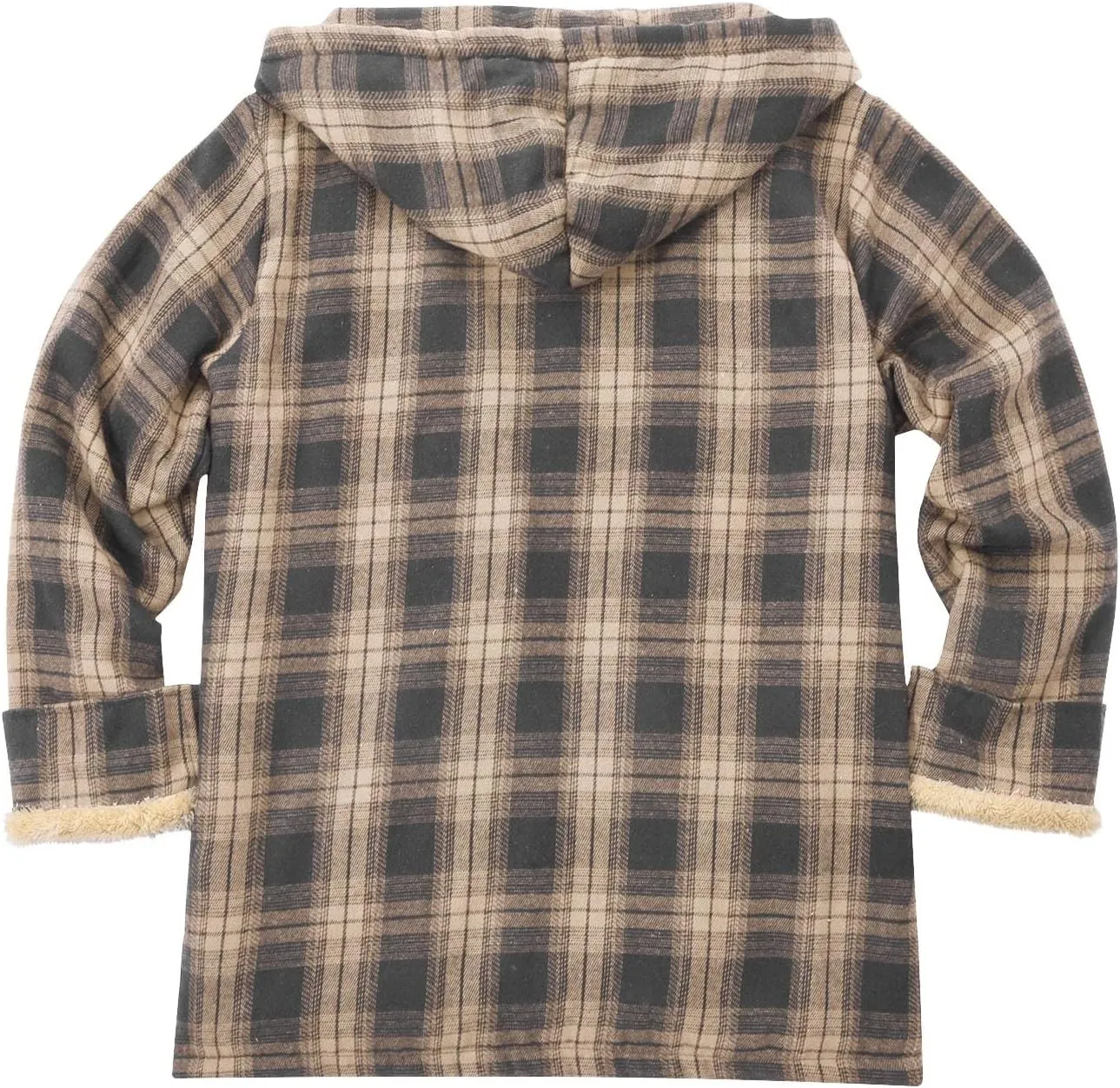 Cotton Plaid Jacket for Men Warm Winter Fleece Lined Coat Full Zip Up Hoodies Soft Thermal Coat Outwear
