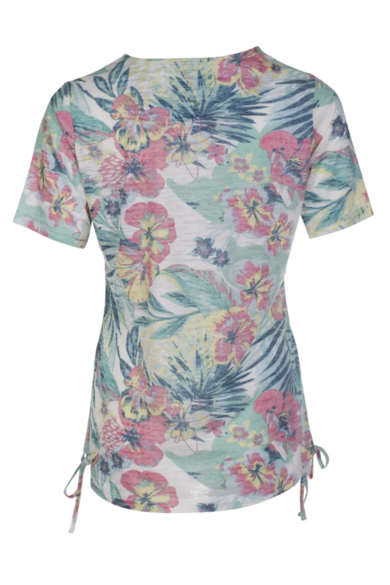 Curved hemline Burnout Tunic | Green Yellow Palm | 6066AR