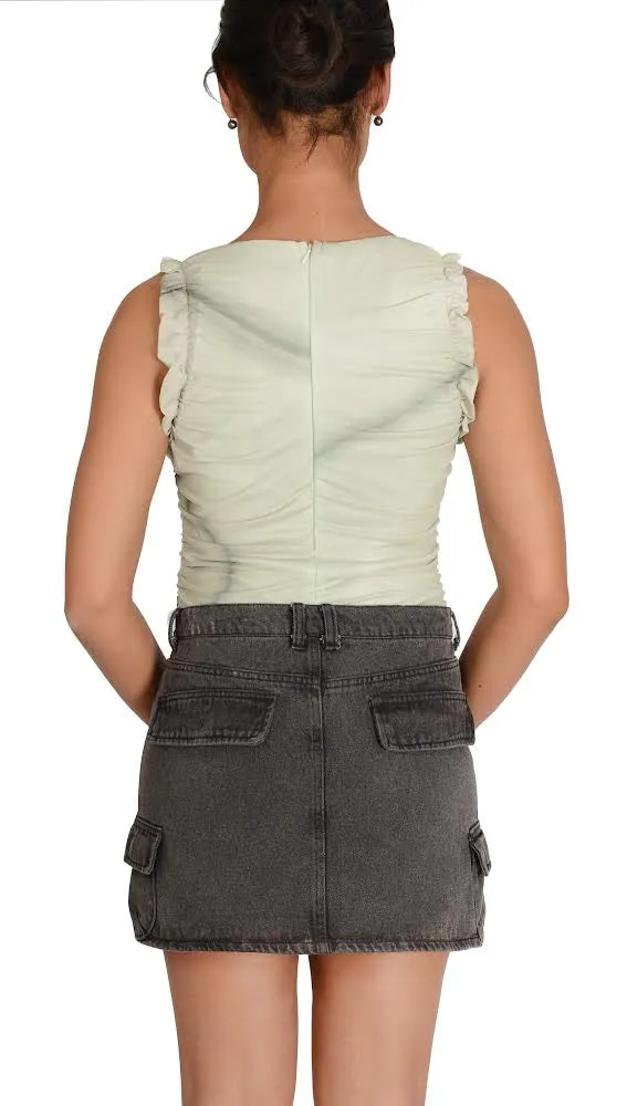 Denim Cargo Mini Skirt