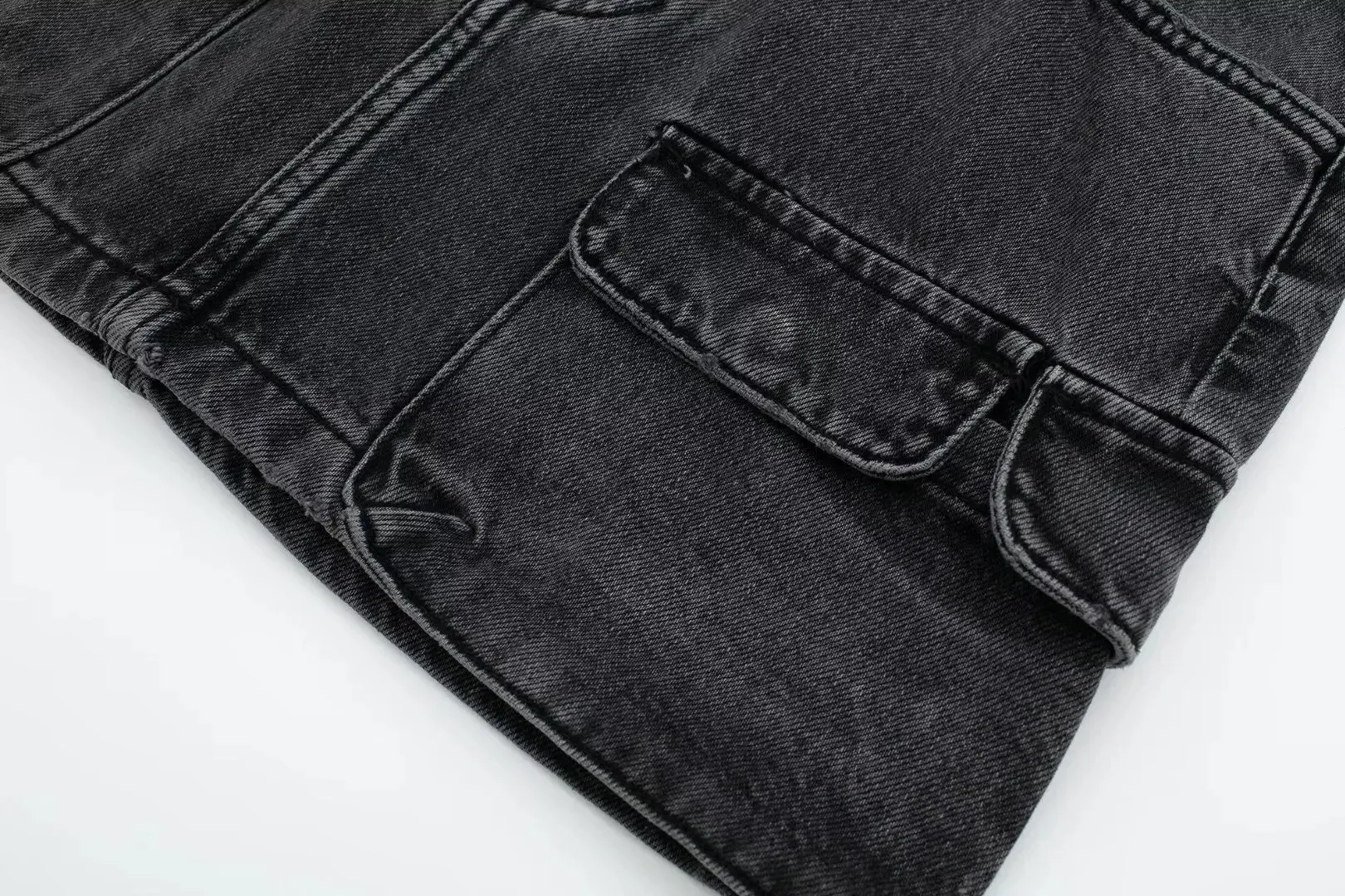 Denim Cargo Mini Skirt
