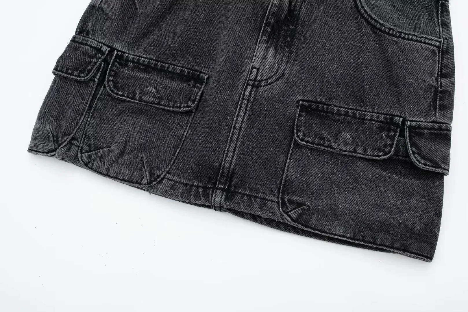 Denim Cargo Mini Skirt