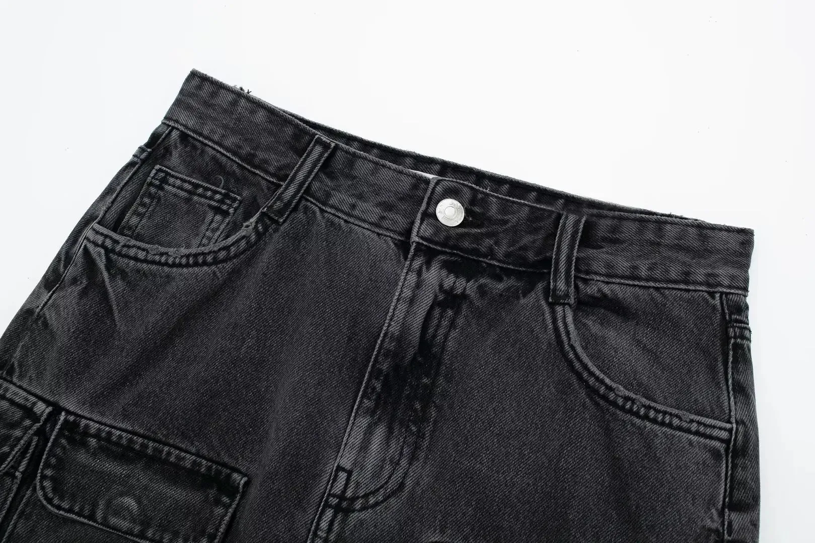 Denim Cargo Mini Skirt