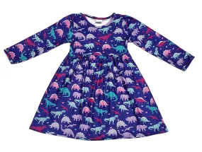 Dino Long Sleeve Milk Silk Dress