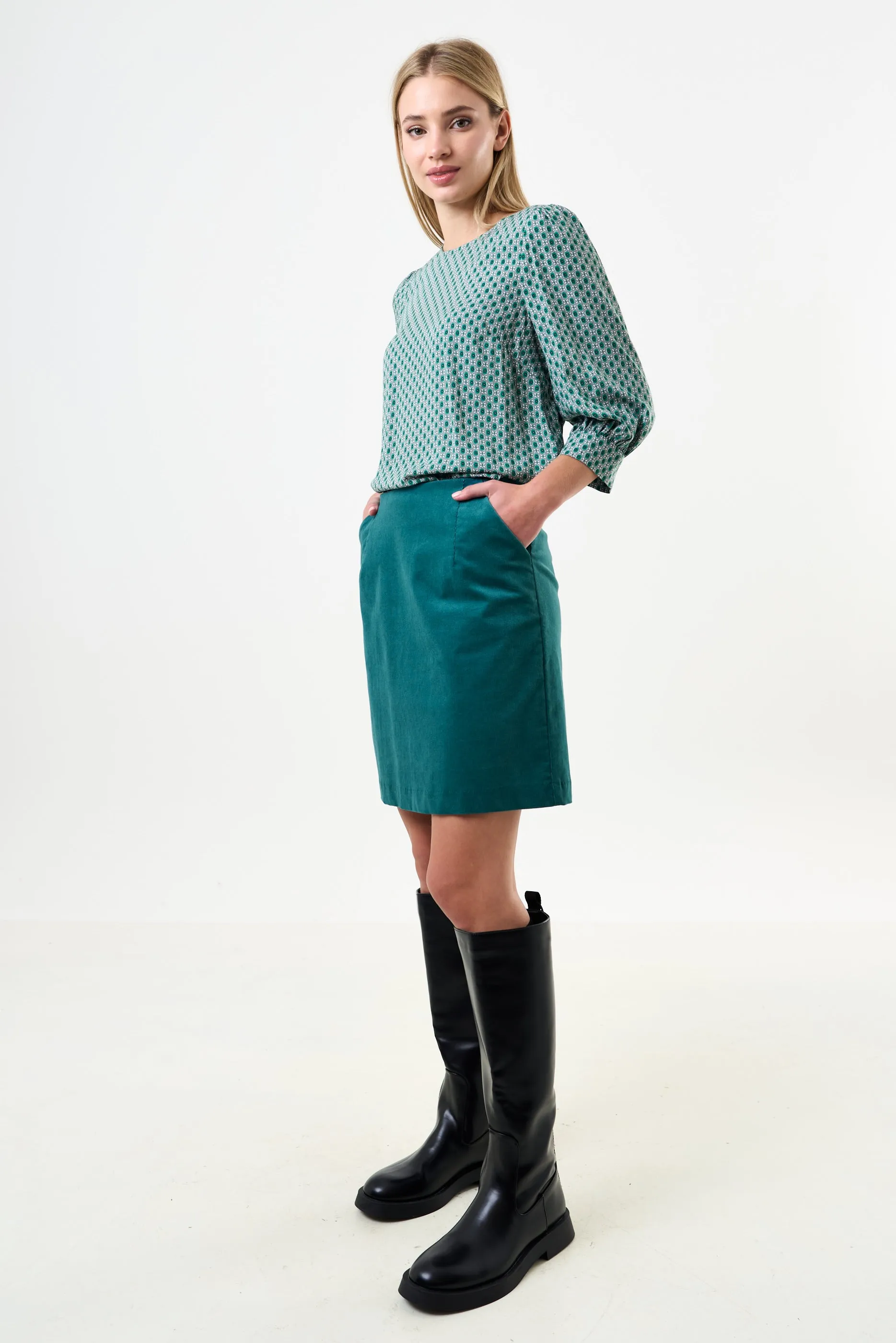 Dylan Babycord Mini Skirt - Petrol