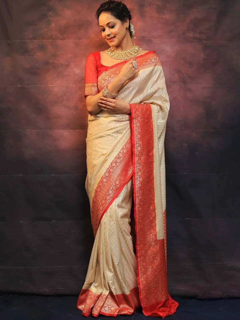 Ebullience Beige Soft Silk Saree With Nemesis Blouse Piece