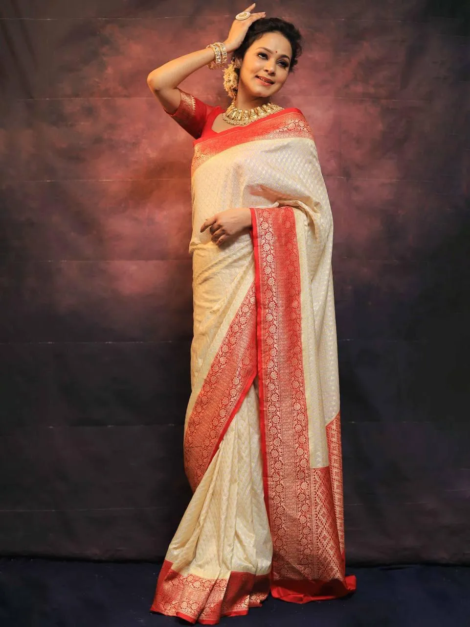 Ebullience Beige Soft Silk Saree With Nemesis Blouse Piece