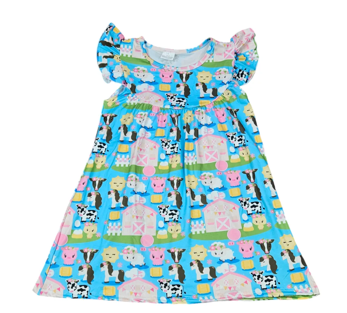 Farm Flutter Milk Silk Dress