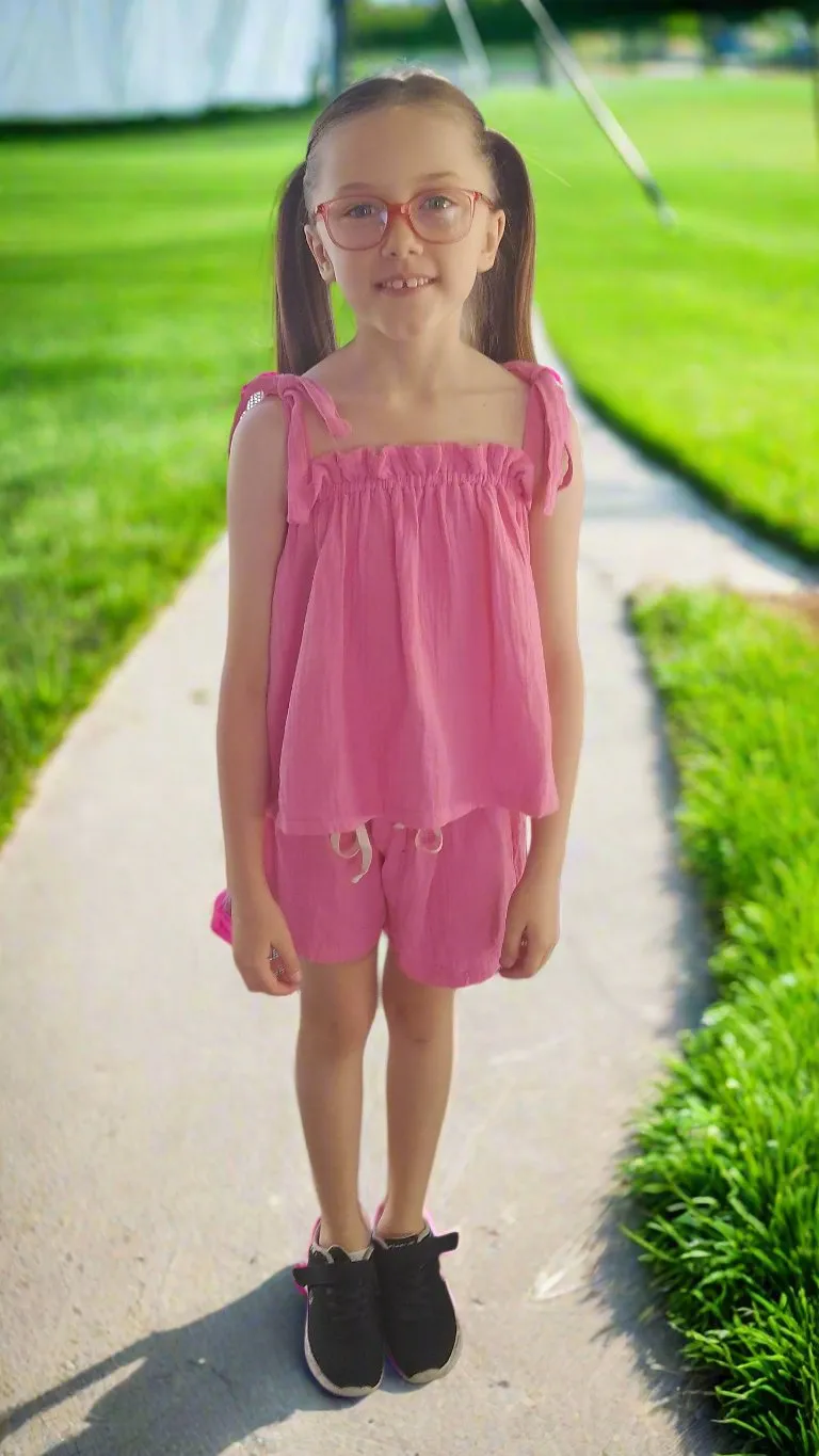 Girls Cotton Top and Shorts Set