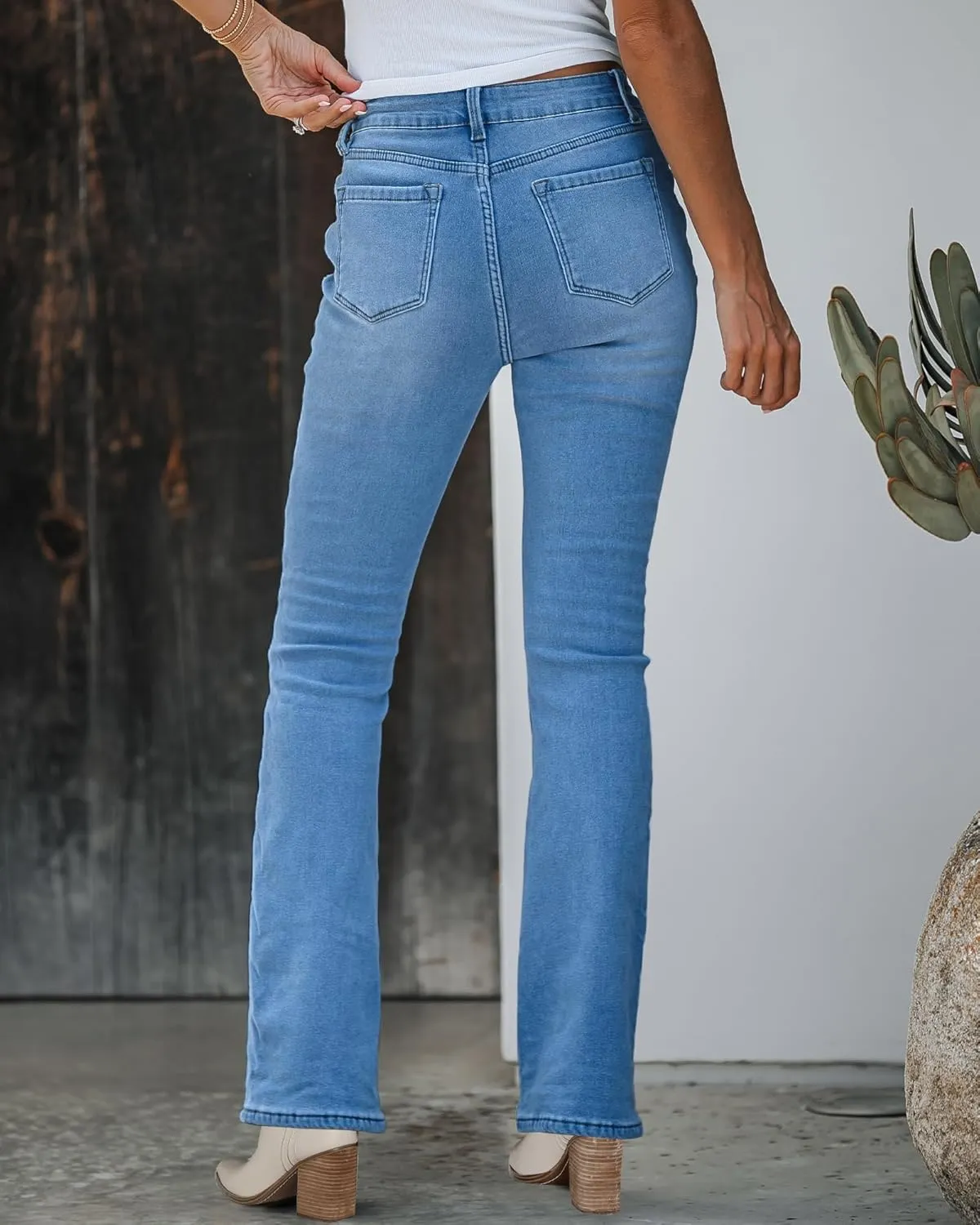 GRAPENT Bootcut Jeans for Women High Waist Stretchy Fleece Lined Pants Flare Jeans Denim Thermal Pants Winter Clothes