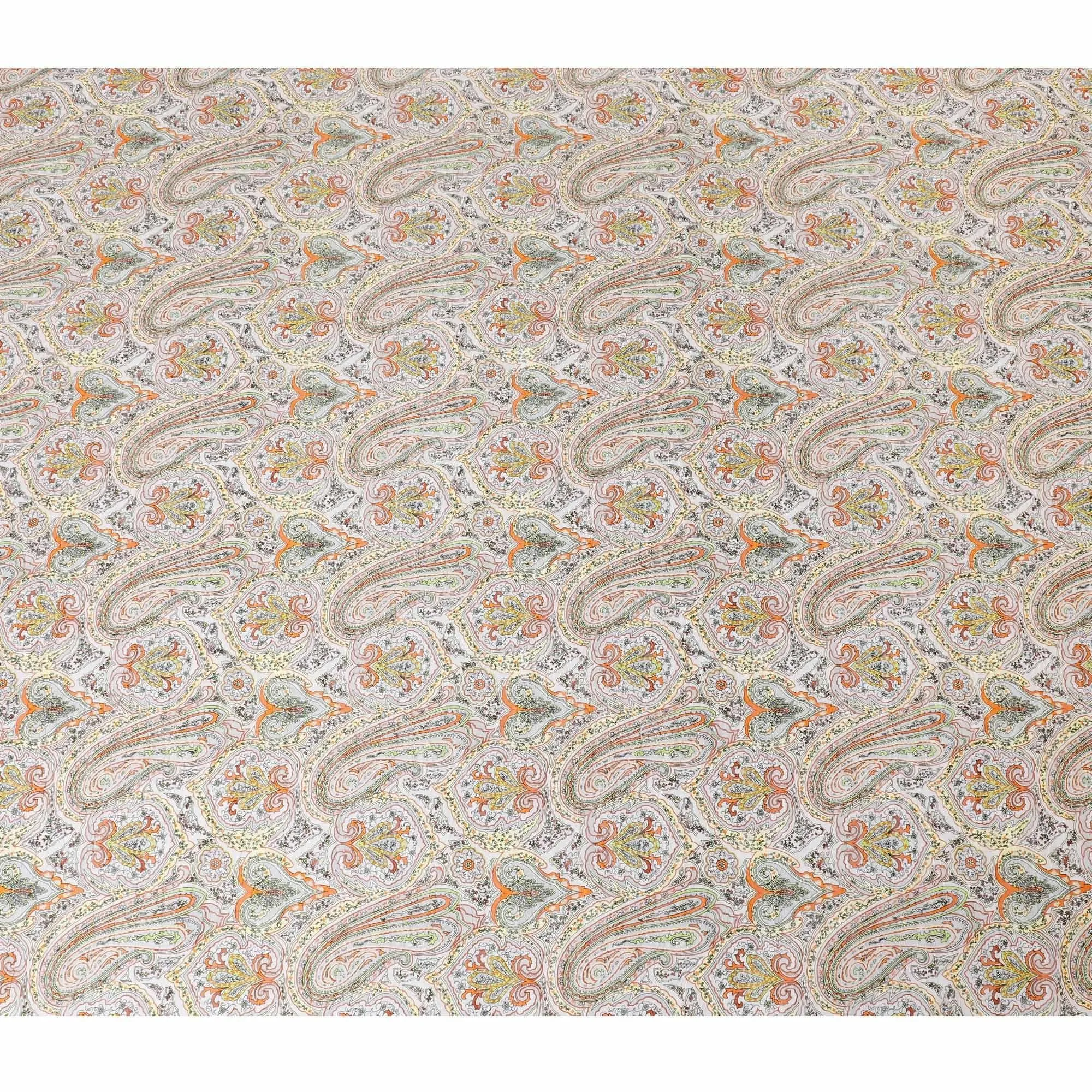 Grey Uragiri cotton fabric with multi colour prints in paisley design-11226