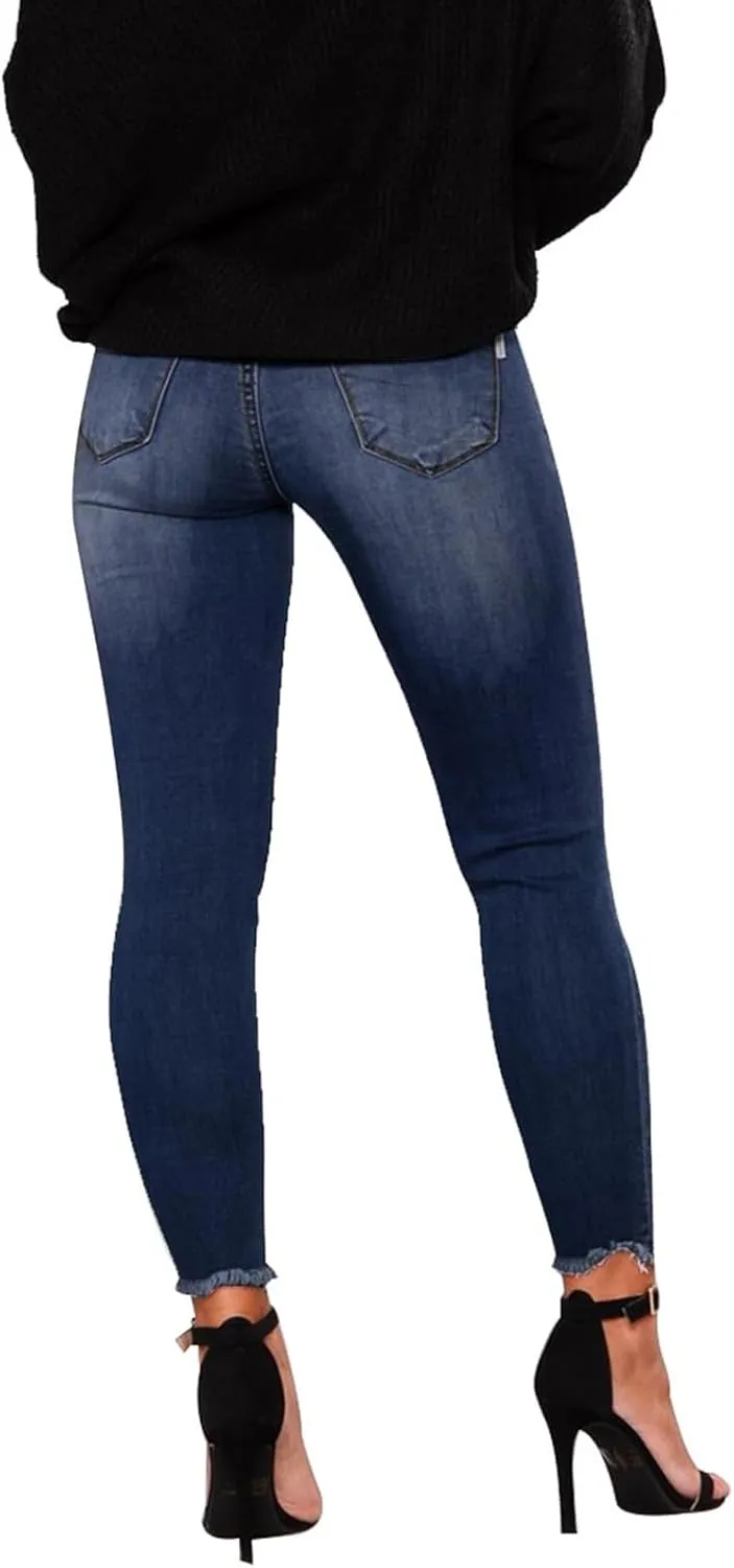 Gumipy Ripped Jeans Womens Skinny Distressed Stretchy Jeans Trendy Button Up High Waisted Jeans Curvy Jeans with Pockets