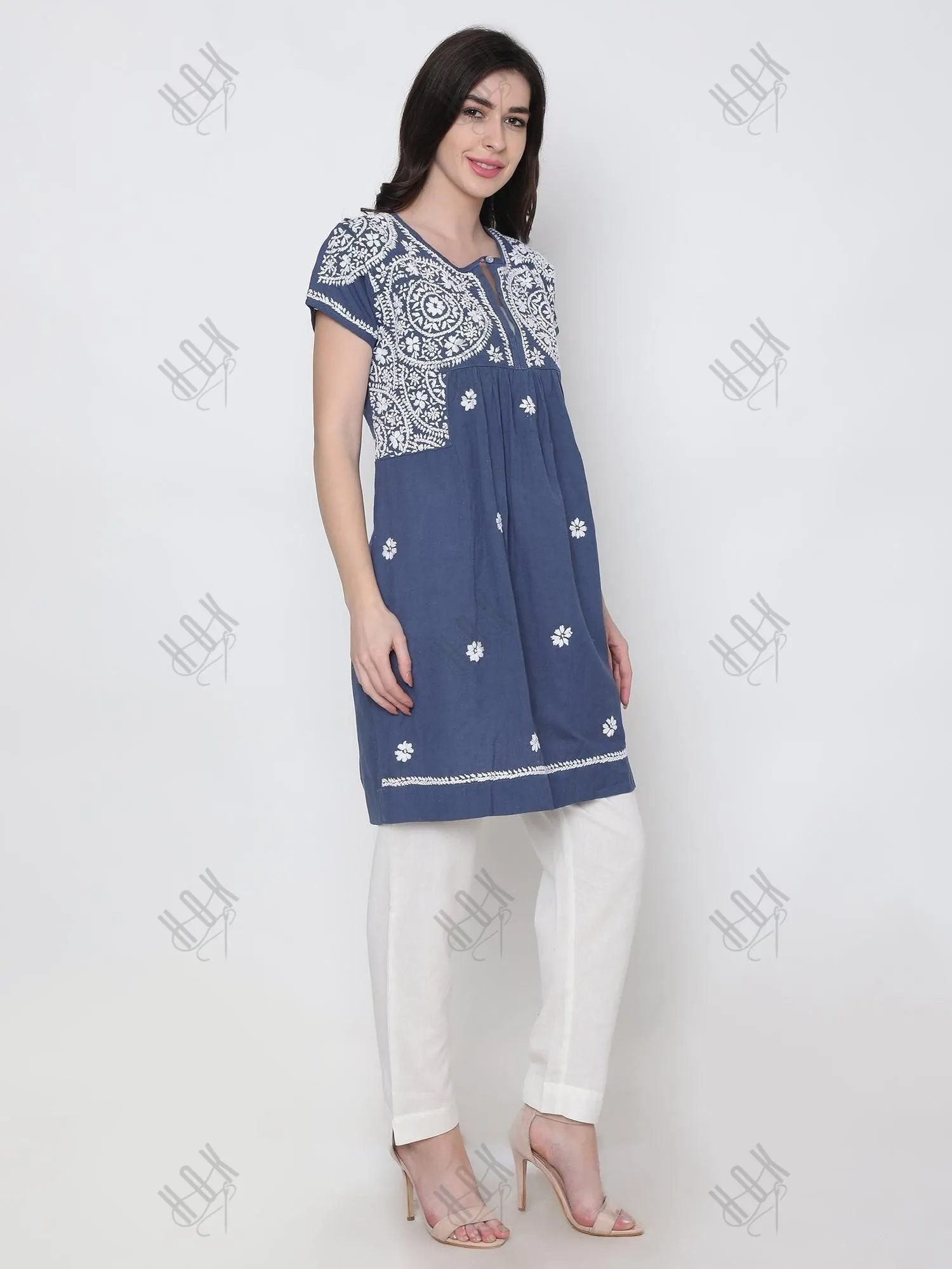 Hand Embroidery Chikankari Tunic for Women