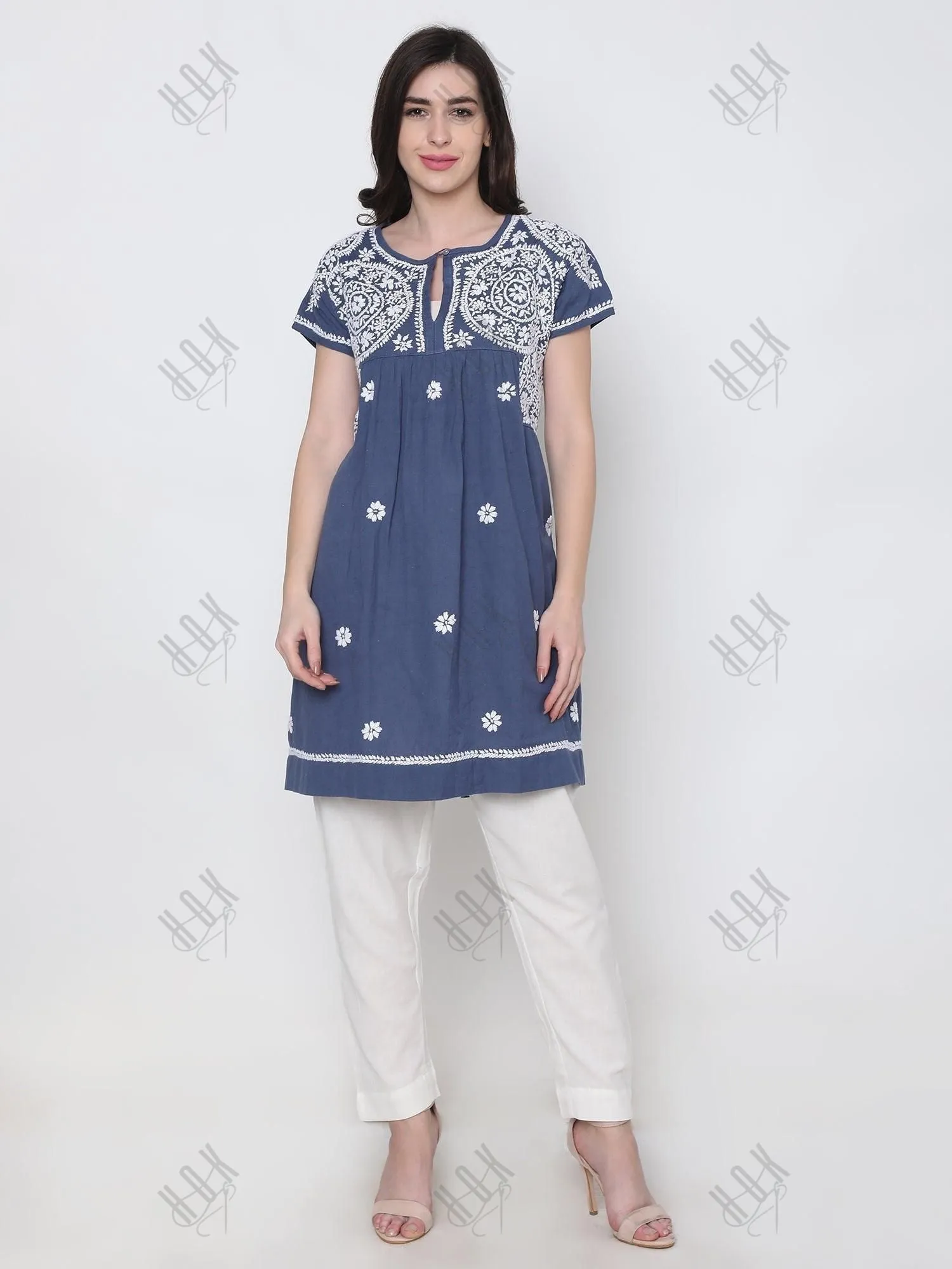 Hand Embroidery Chikankari Tunic for Women