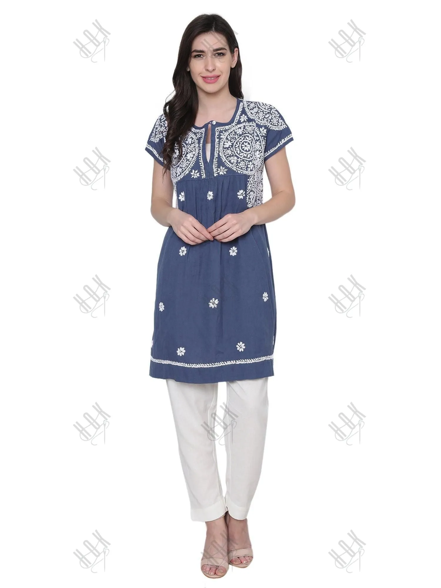Hand Embroidery Chikankari Tunic for Women