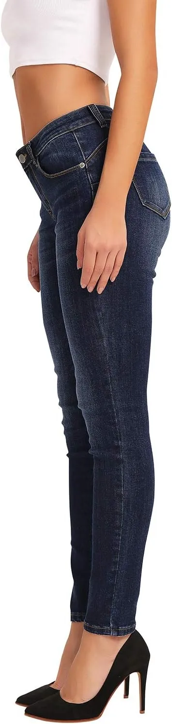 HOCAIES Women's Juniors Timeless Mid-Rise Stretchy Skinny Jeans