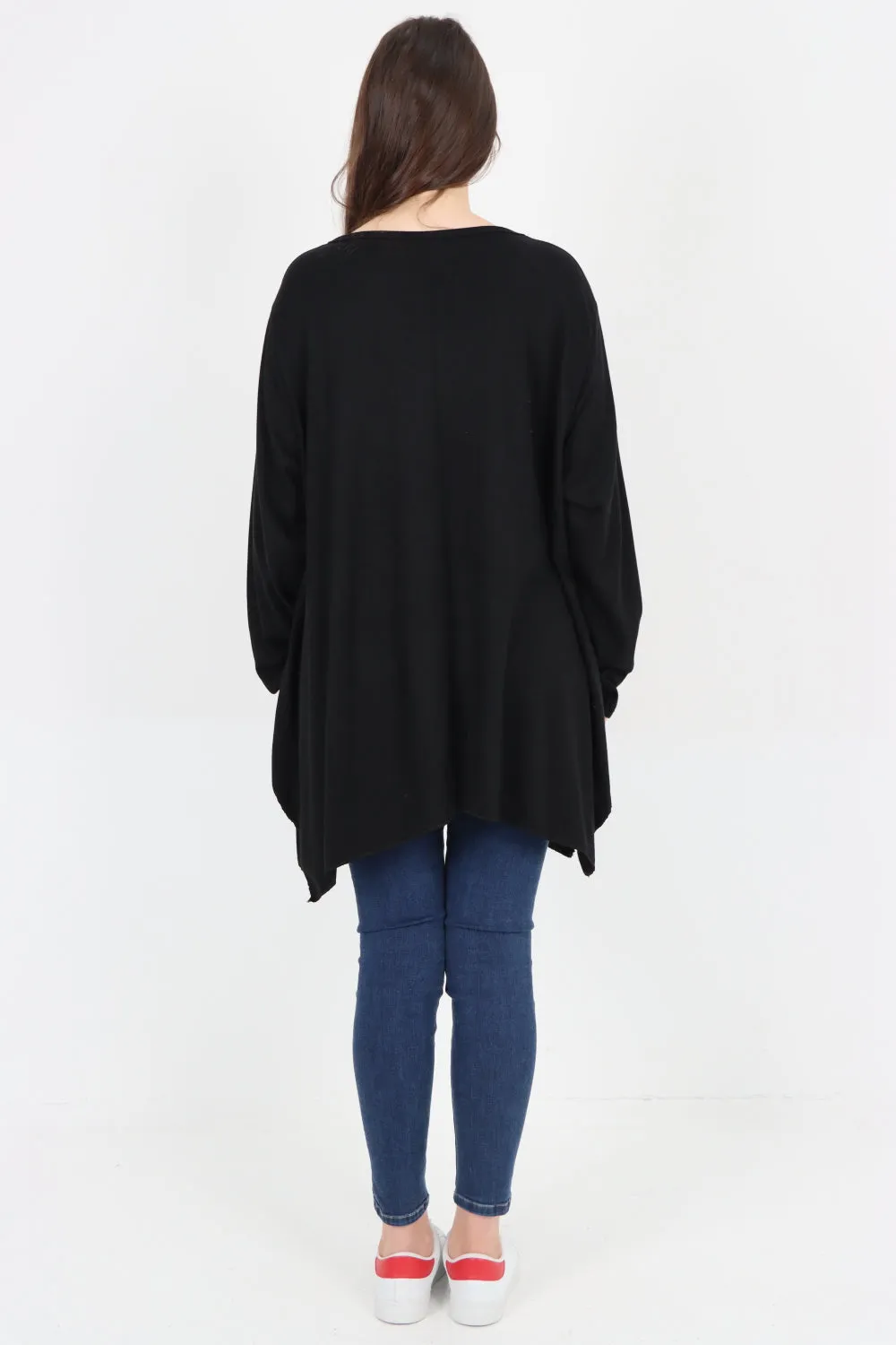 Italian 3D Butterfly Print Soft Knit Tunic Top