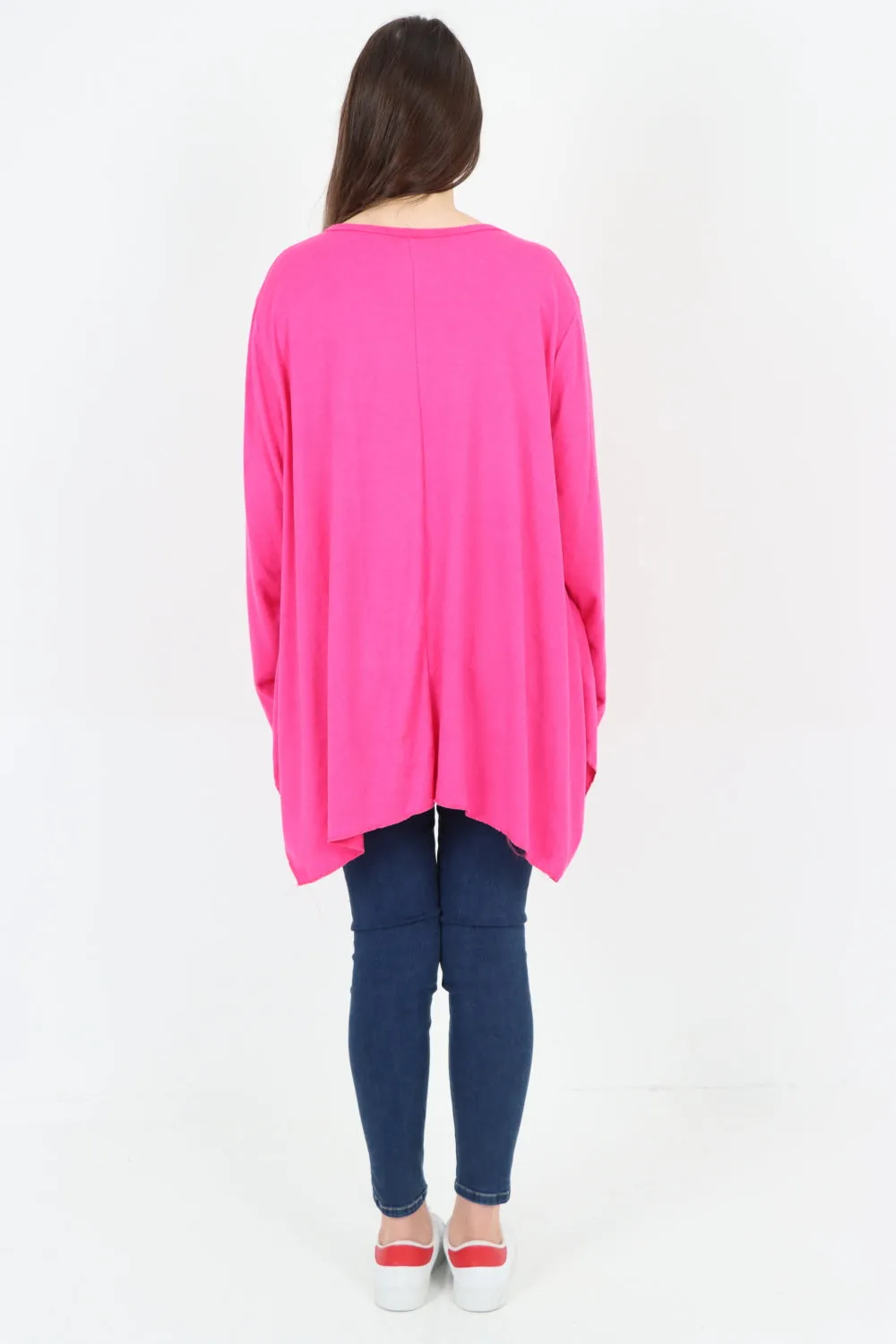 Italian 3D Butterfly Print Soft Knit Tunic Top