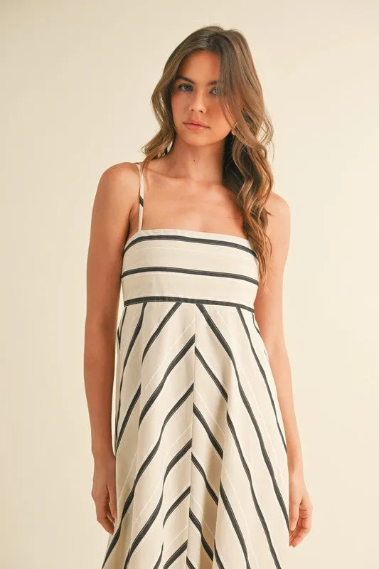 Lindsey Sleeveless Stripe Print Maxi Dress Cream