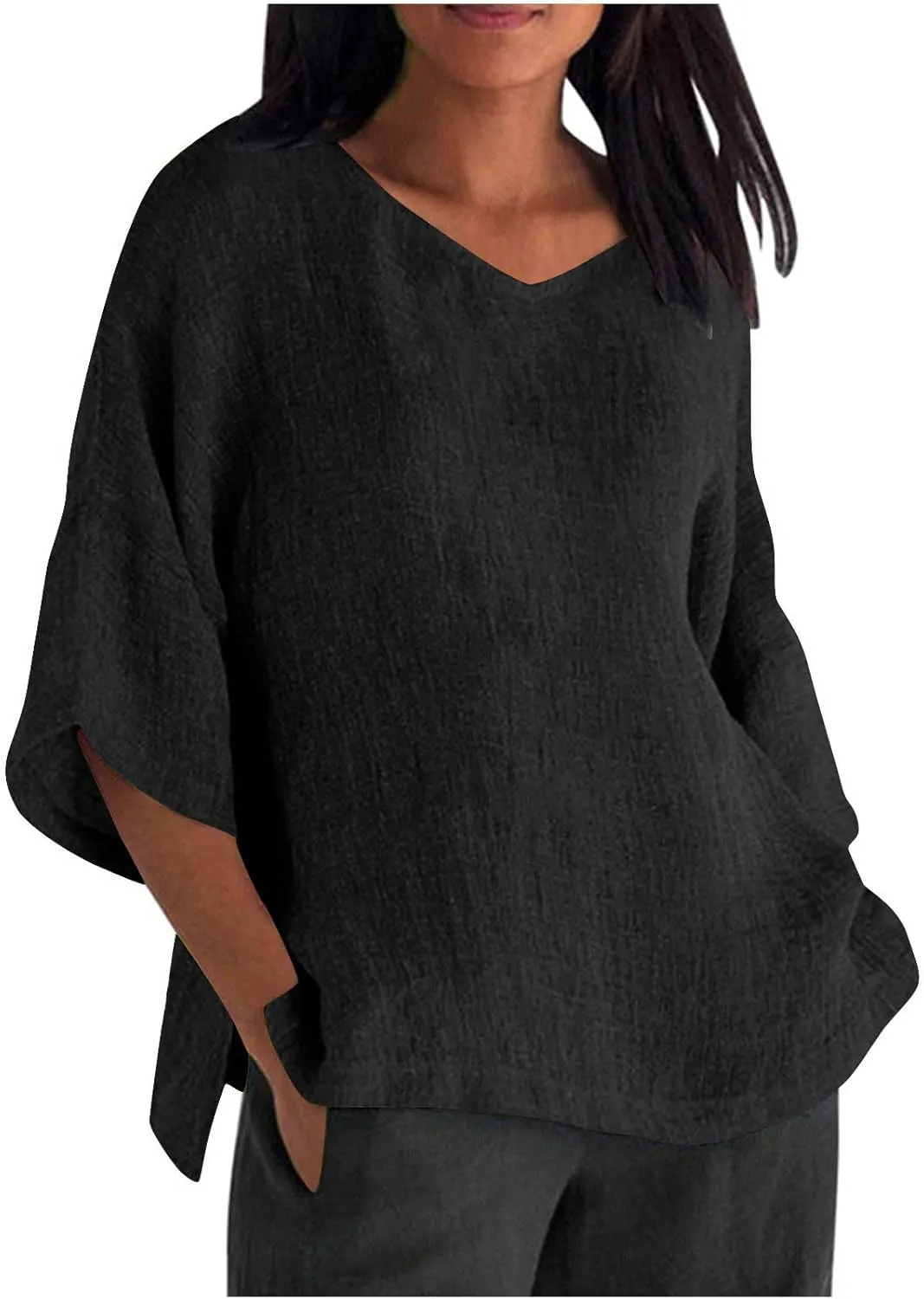 Linen Shirts for Women Short Sleeve Classic Basic Tees Summer Boho Beach Gauze Tops Lightweight Soft Trendy Blouses